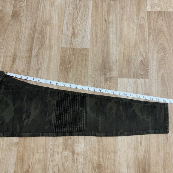 ZARA BASIC Z1975 CAMO JEANS SKINNY MID RISE ARMY GREEN ZIP ACCENT SIZE 6 GRUNGE - Picture 9 of 9